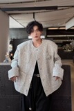 【网23】垫肩开衫无领夹克cleanfit潮A079-J449-P62，男装夹克，电商A079