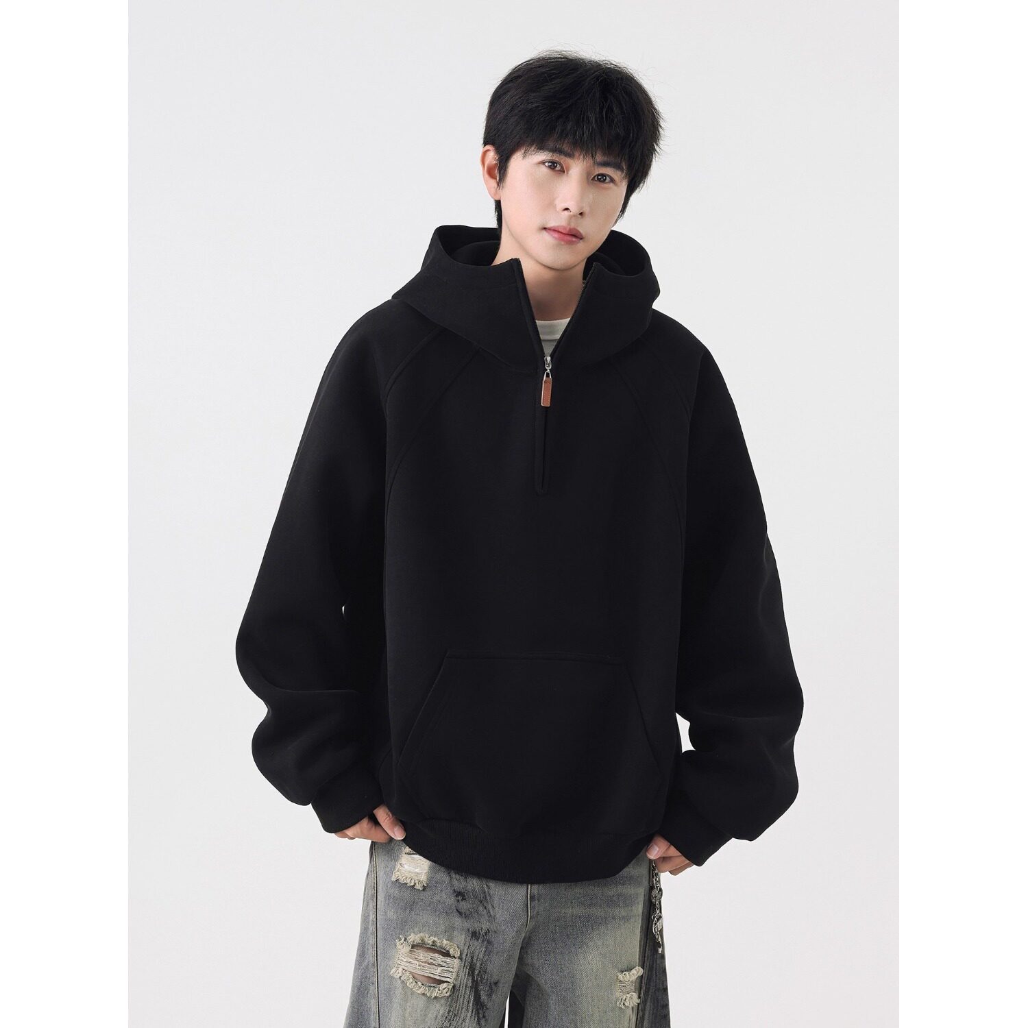 【网58】半拉链连帽卫衣男女潮牌A079-W71-P49,男装卫衣,电商A079