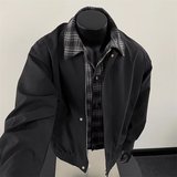 【12】假两件夹克棉服男拼接格子夹棉棒球服A079-6101夹棉-p82，男装夹克，电商A079