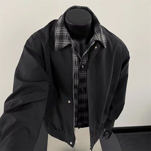 【12】假两件夹克棉服男拼接格子夹棉棒球服A079-6101夹棉-p82图片