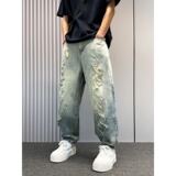 【196】大码美式高街破洞牛仔裤男士A079-832-52，男装牛仔裤，电商A079