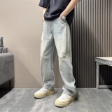【212】破洞牛仔裤男宽松直筒阔腿休闲长裤潮流A079-N650-P47，男装牛仔裤，电商A079