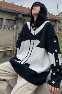 【网15】2025假两件连帽针织衫A079-A629-P62图片
