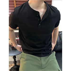 亨利领T恤sorona夏季短袖纯色户外运动休闲男上衣A079-T7708-P38图片
