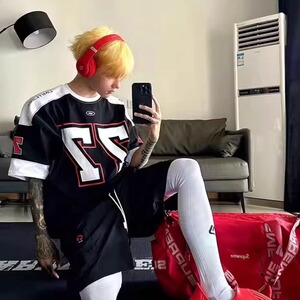 【网7】机车服卫衣男春秋撞色拼接无帽衫A079-Y803-P67图片