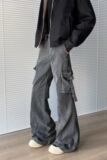 【网39】做旧拼接牛仔裤男宽松直筒A079-8001-P60，男装牛仔裤，电商A079