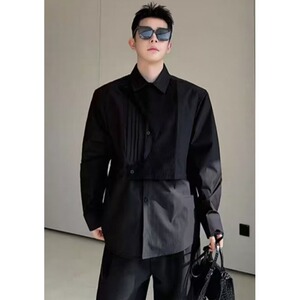 [006]黑色衬衫男长袖商务衬衣男士修身男装蓝灰寸A079-CS019-P46,穿搭黑色系女生图片