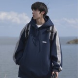 【网图4】新款男连帽套头卫衣拼色宽松百搭A079-5008-P46，男装卫衣，电商A079