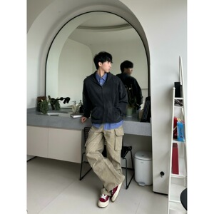 【9】水洗做旧连帽拉链卫衣男宽松百搭外套上衣A079-A238-P72图片