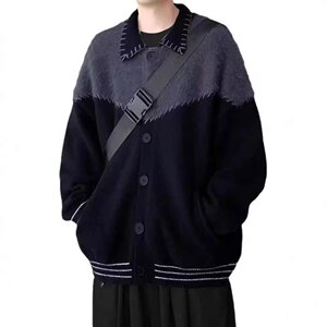 【211】5撞色拼接毛衣外套男翻领针织开衫A0789-MY205-P57图片