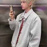 【网59】刺绣格子假两件Polo衫夏季宽松A079-D639-65，男装Polo衫，电商A079
