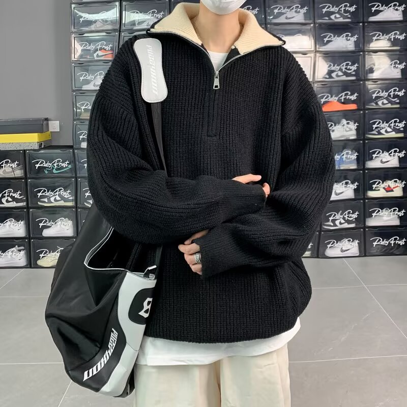 【101】半拉链针织衫长袖毛衣新款A079-M7159-P49，男装针织衫/毛衣，电商A079