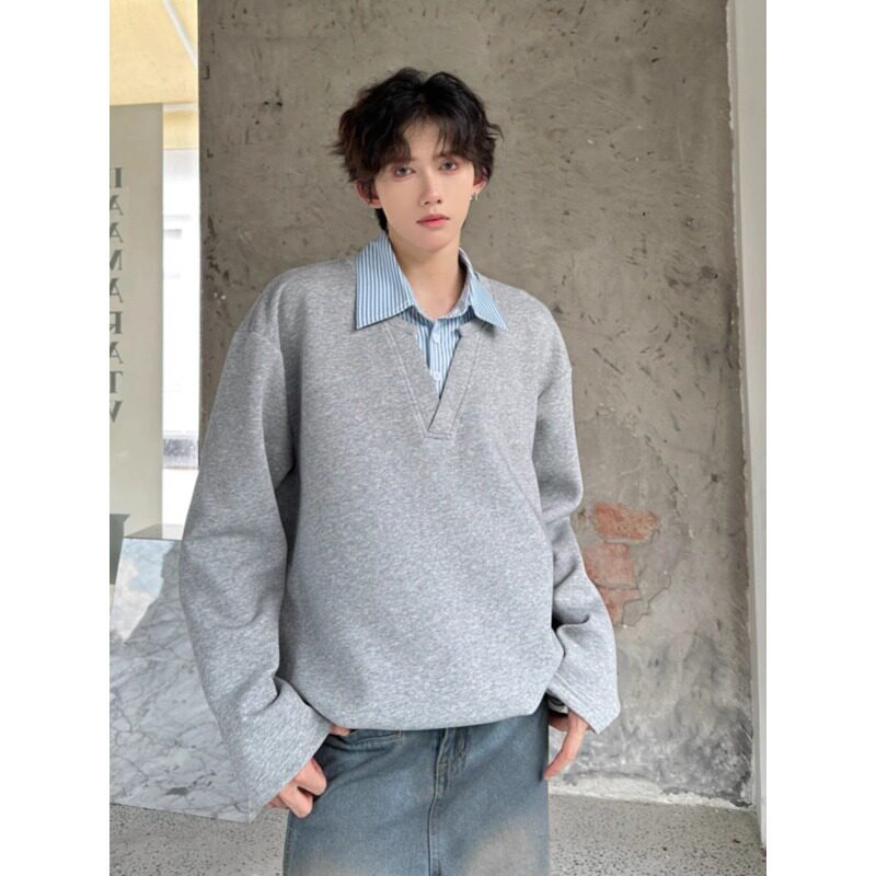 【262】长袖加绒加厚卫衣假两件打底衫A079-WY4225-P48,男装T恤,电商A079