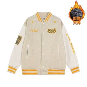 【001】5加绒加厚条纹撞色棒球服插肩袖外套夹克A078-J2512-P74图片