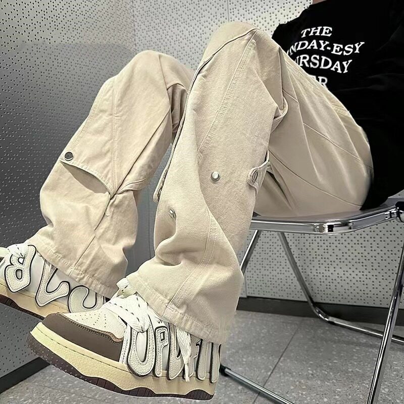 【网130】休闲裤男女潮牌百搭小众微喇高街长裤A079-A851-P41，男装休闲裤，电商A079