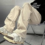 【网130】休闲裤男女潮牌百搭小众微喇高街长裤A079-A851-P41，男装休闲裤，电商A079