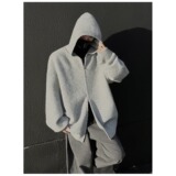 【226】秋冬连帽开衫男女宽松老钱风纯色毛衣外套A079-MY628-P55，男装针织衫/毛衣，电商A079