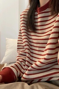 【295】条纹毛衣圆领针织衫卫衣女2025秋冬新款宽松A079-1269-P44图片