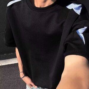 [003]假两件短袖T恤男宽松百搭休闲半袖体恤衣服A079-D920-P28图片