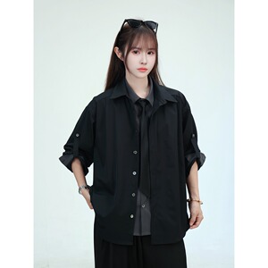 【079】假两件拼接领带设计感衬衫高级感衬衣外套A079-1151-P47图片