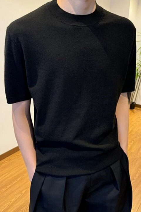[003]短袖T恤男夏法尼澳绒宽松正肩纯色圆领上衣A079-W508-P45,男装T恤,电商A079