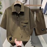 【013】短袖T恤男POLO衫夏休闲套装穿搭配一整套A079-9911-P58，男装T恤，电商A079