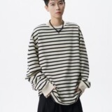 [003]古条纹圆领长袖T恤男女潮牌情侣宽松百搭上衣A079-ET52-P37，男装T恤，电商A079