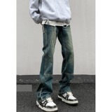 [008]侧拉链牛仔裤男潮牌设计感工装长裤A079-N7268-P38，男装牛仔裤，电商A079