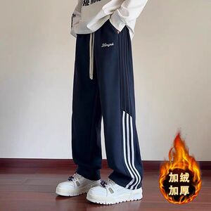 【网160】25大码卫裤男加绒加厚撞色条纹运动裤A079-K02-P47-49图片