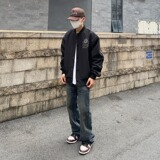 【网9】字母刺绣飞行夹克短宽boxy棒球服潮男女同款A079-698-P59，男装夹克，电商A079