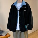 【网136】假两件夹克男士帅加厚港风秋外套A079-J05夹棉-69，男装夹克，电商A079