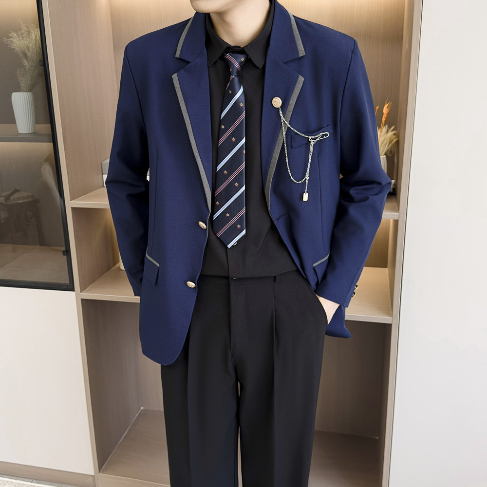 [007]制服西装男学院风徽章高校毕业照班服jk西服A079-JK40-P57，男装西服套装，电商A079