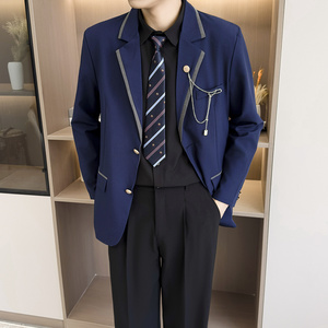 [007]制服西装男学院风徽章高校毕业照班服jk西服A079-JK40-P57图片