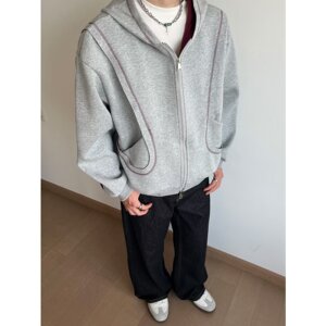 [【网138】开衫连帽卫衣外套男女宽松基础百搭A079-W138-P55图片