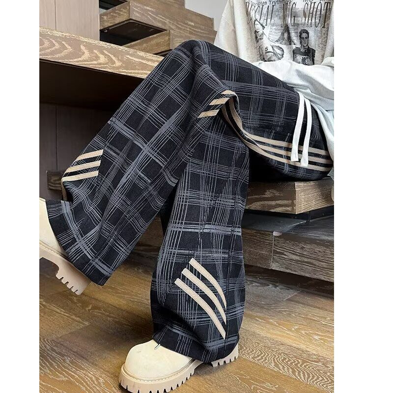 【190】三条杠男休闲裤主图格子裤A079-C334-P40，男装休闲裤，电商A079