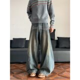 【网113】牛仔裤男秋冬做旧潮流直筒裤A079-8009-P54，男装牛仔裤，电商A079