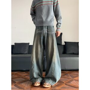 【网113】牛仔裤男秋冬做旧潮流直筒裤A079-8009-P54图片