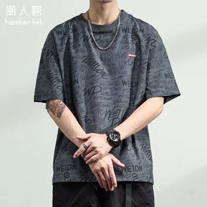 [003圆领满印短袖T恤男士夏宽松休闲大码半袖凉感A079-T281-P30图片