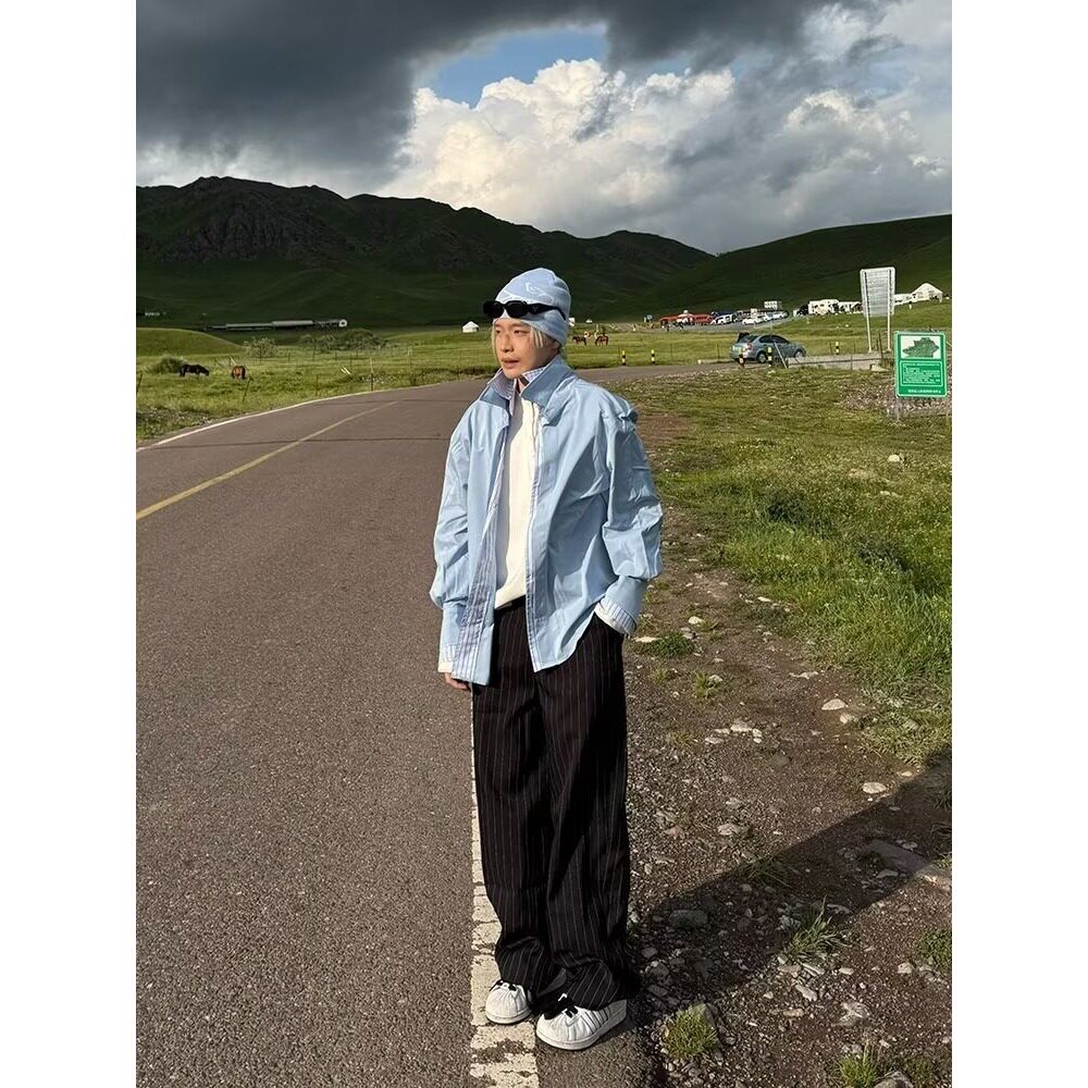 【001】日系条纹弯刀西裤简约百搭A079-K8021-P49,男装西裤,电商A079