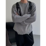 【106】2025灰色破坏风毛衣男秋冬针织打底衫A079-MY5011-P63，男装T恤，电商A079