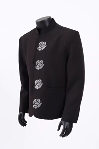 [001]立领黑色西装外套男烫钻花朵重工垫肩西服A079-XZ034-P65图片