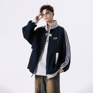 【网4】拼接运动卫衣男春秋季新款潮牌休闲外套A079-5017-P47,女装短外套,电商A079