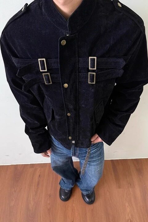 【7】5拼接仿麂皮高级感夹克男女机车短宽外套A079-JK8576-P73,男装夹克,电商A079