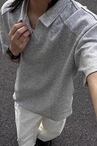 [012]纯色翻领T恤男女长袖T恤polo衫情侣装A079-D910-P30图片