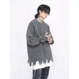【7】破坏感毛衣男女秋冬季慵懒风半拉链针织衫A079-9809-P58，男装针织衫/毛衣，电商A079