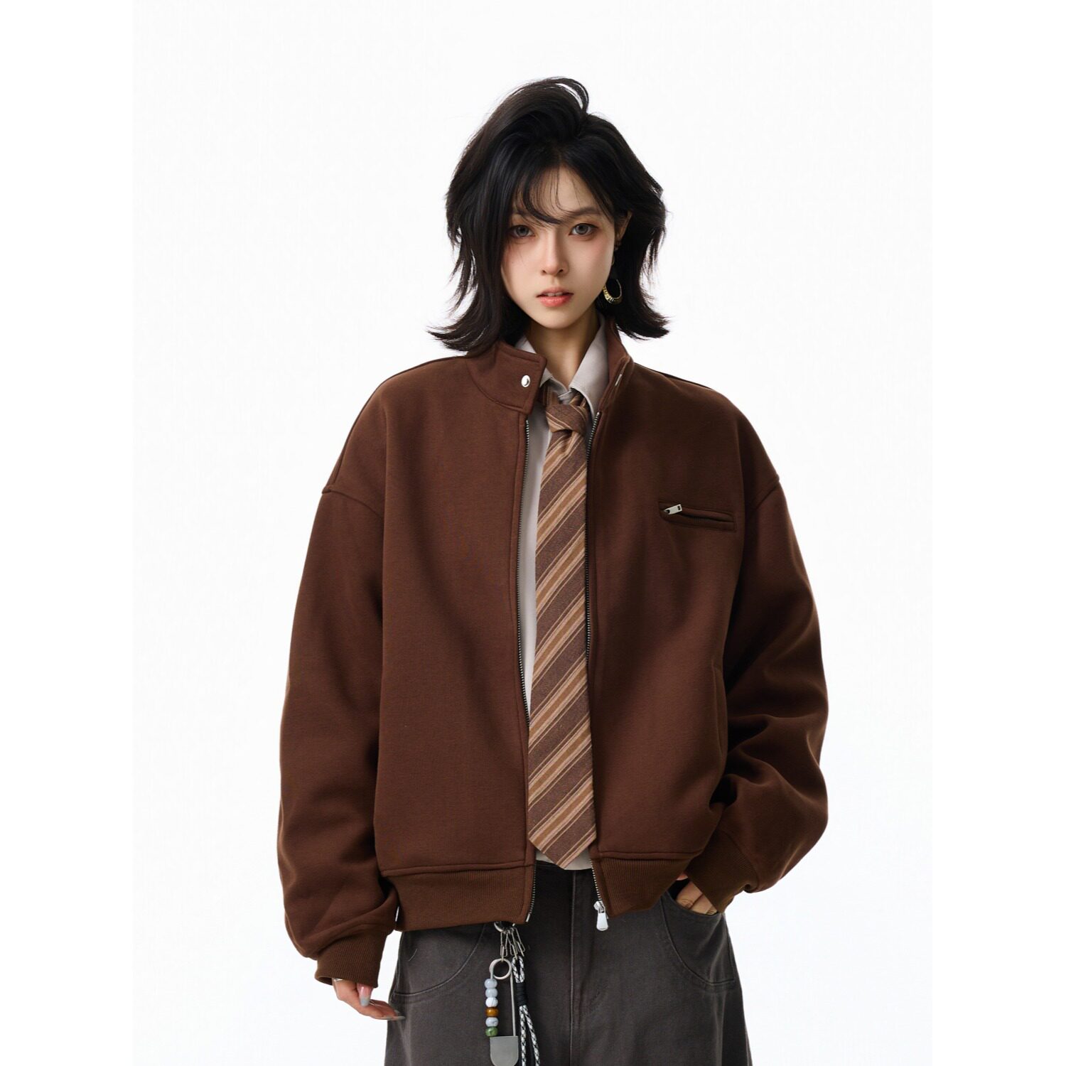 【网5】2立领开衫卫衣男生2025新款秋季休闲宽松A079-HY6102-P63图片