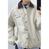 [001]拼接翻领灯芯绒外套复古工装哈灵顿夹克男A079-A129-P74，男装夹克，电商A079