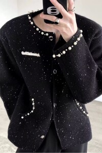 【258】5新款轻奢扣垫肩夹克男女小香风短外套A079-JK2522-P79图片