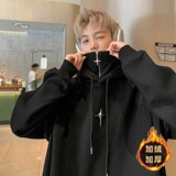 【网97】假两件卫衣高街男春秋半拉链连帽A079-Y109-P38-40，男装卫衣，电商A079