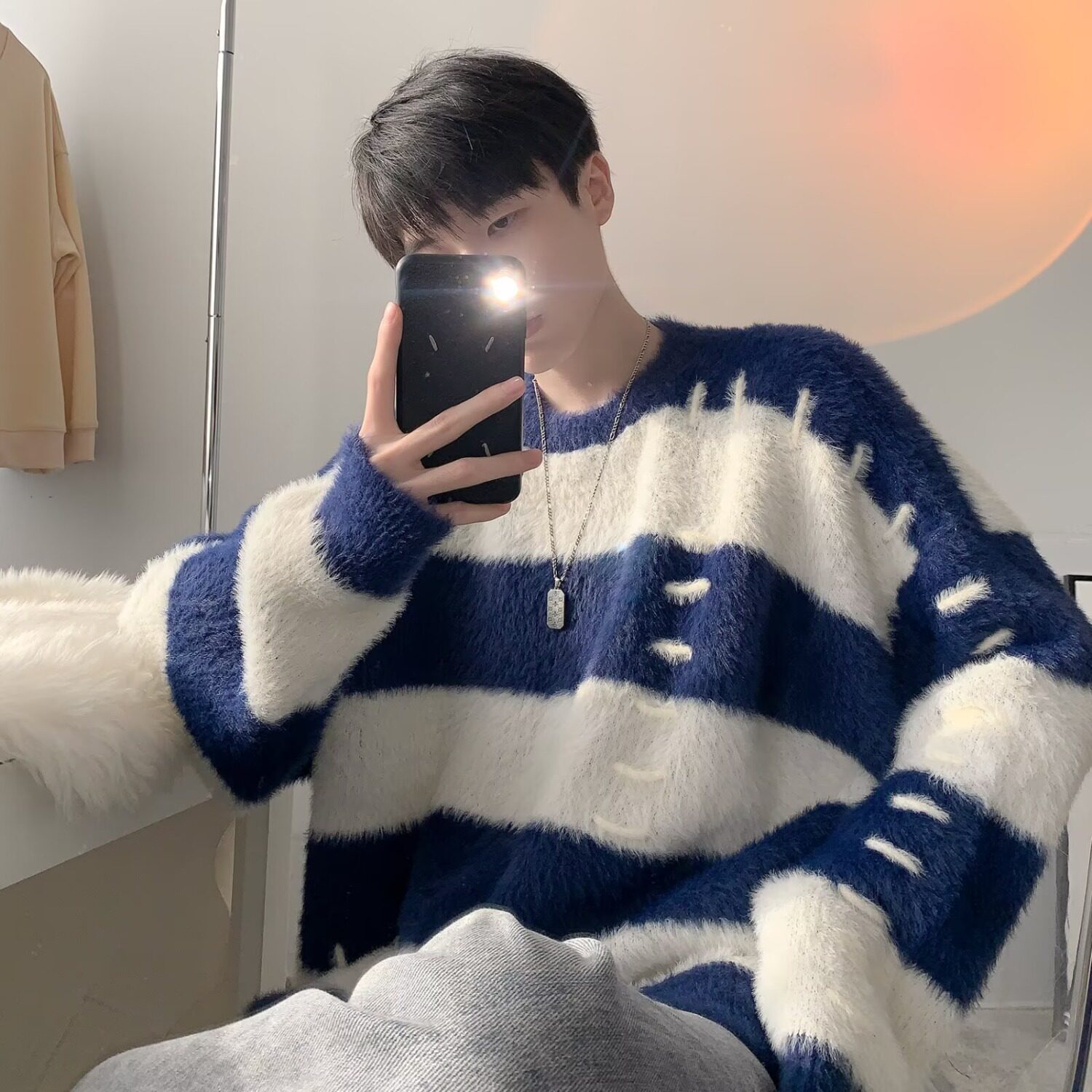 【网101】25情侣圆领长袖毛衣A079-7334-P54图片